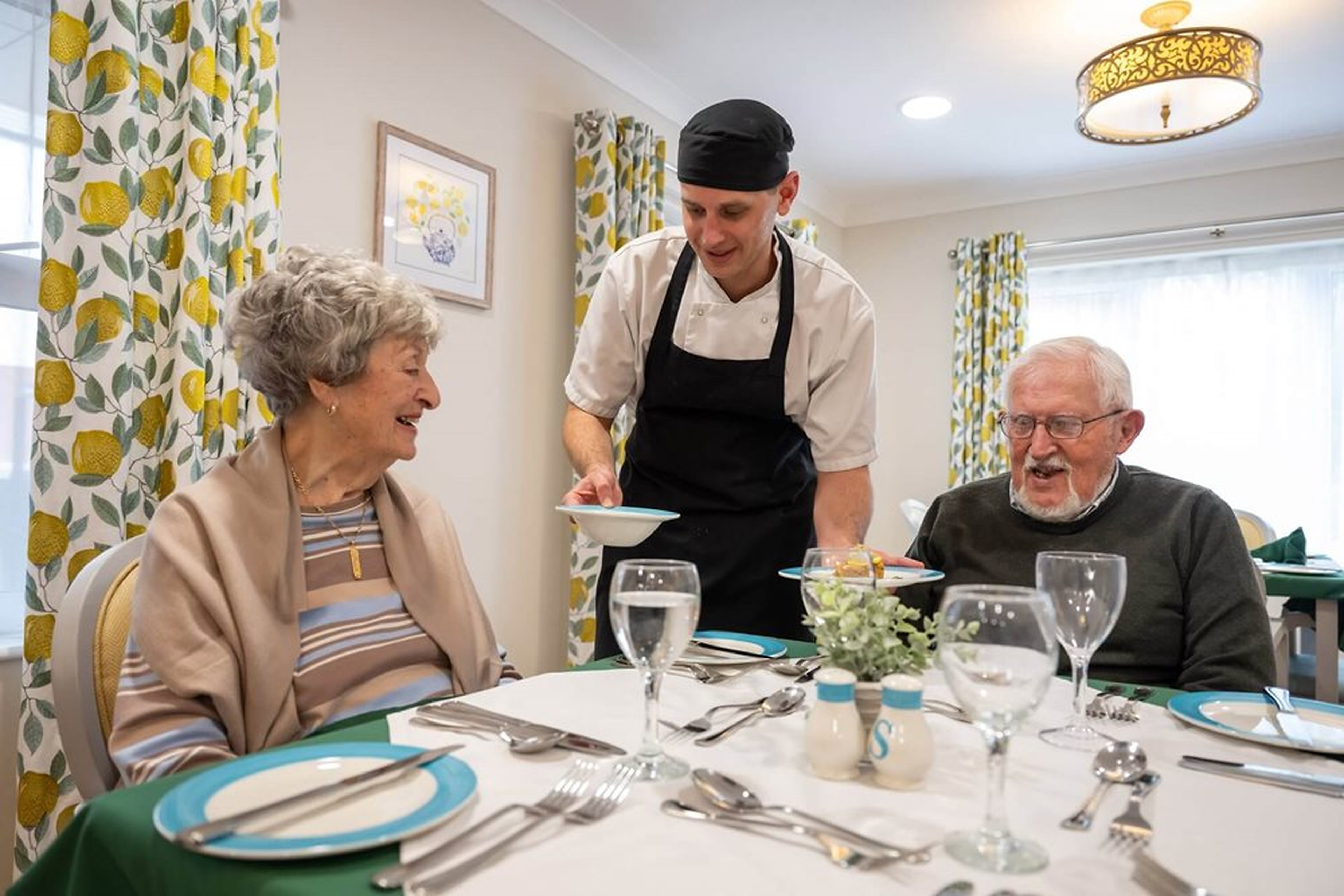 Care-home dining and food service — high-resolution reference photography
