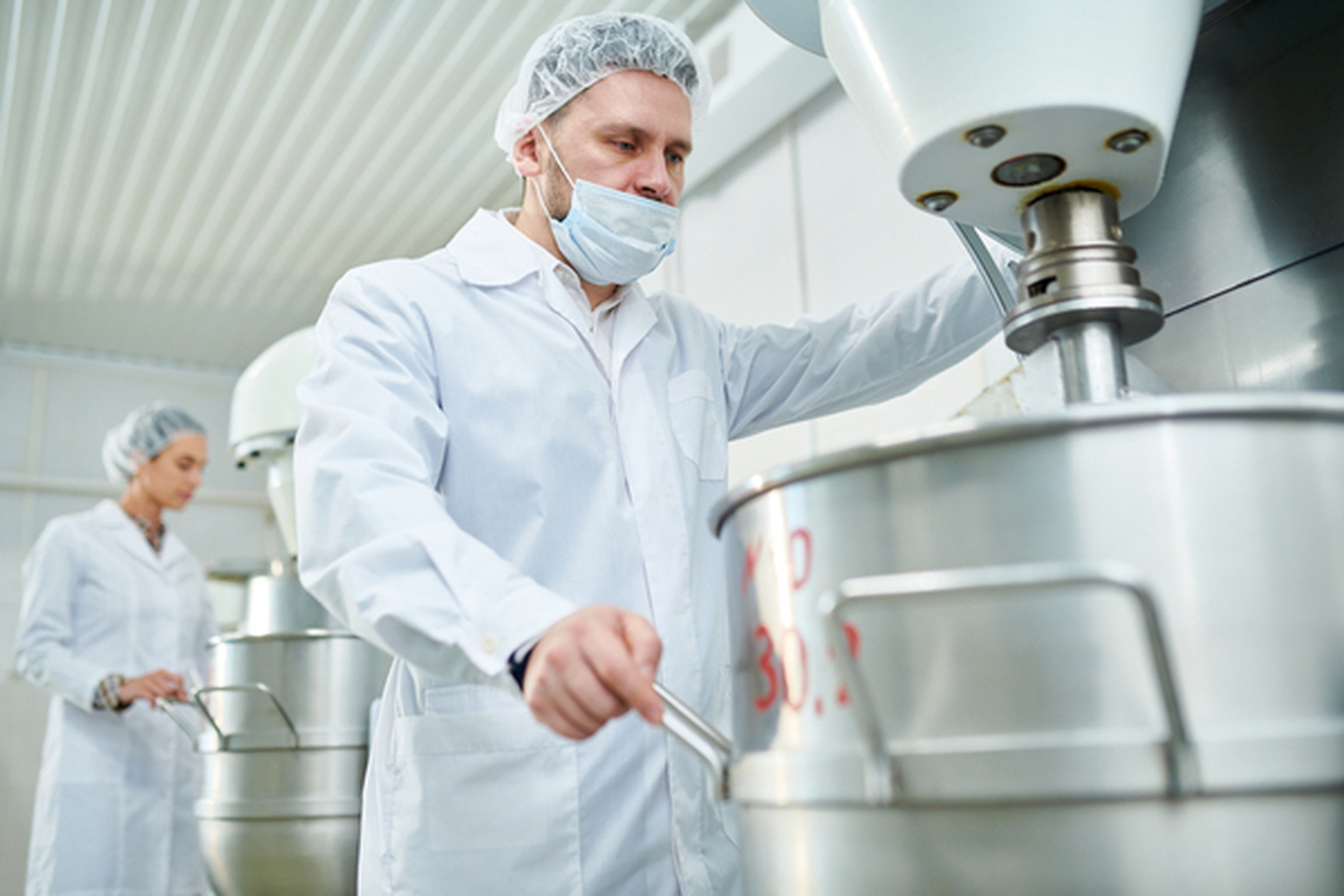 Food-factory mixing operation — high-resolution reference photography