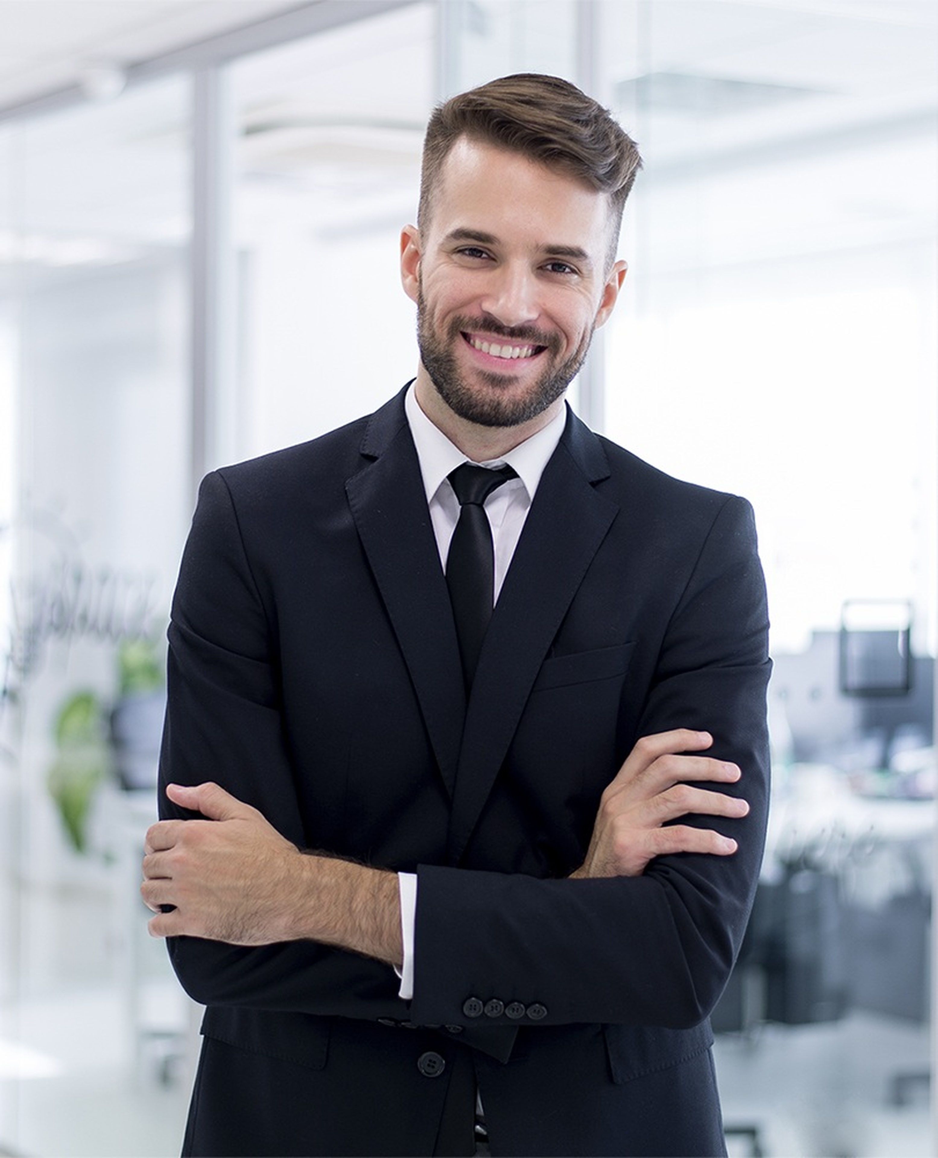 Professional founder portrait in a black suit